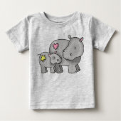 T-shirt Pour Bébé Hippo mère et bébé (Devant)