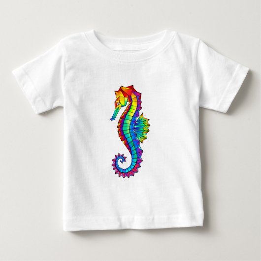 T-shirt Pour Bébé Hippocampe polygonal arc-en-ciel (Devant)