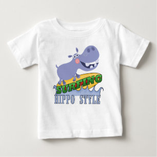 T-shirt Pour Bébé Hippopotame de surfer