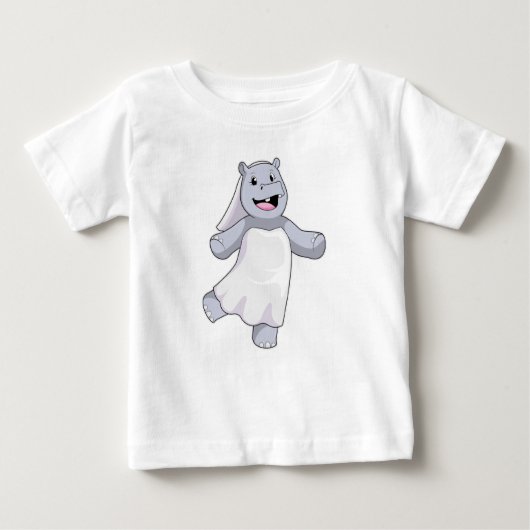 T-shirt Pour Bébé Hippopotampe en mariée avec voile (Devant)