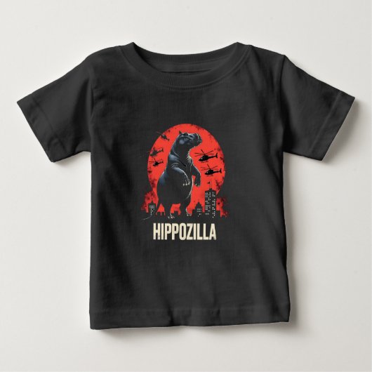 T-shirt Pour Bébé Hippozilla Éffrayant Moo Deng Baby Pygmy Hippo (Devant)