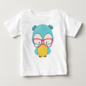 T-shirt Pour Bébé Hipster Owl, Chouette Avec Lunettes, Chouette Mign (Devant)