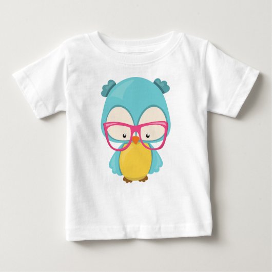 T-shirt Pour Bébé Hipster Owl, Chouette Avec Lunettes, Chouette Mign (Devant)