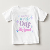 T-shirt Pour Bébé Hiver Onederland Snowflakes Fille Neige Anniversai (Devant)