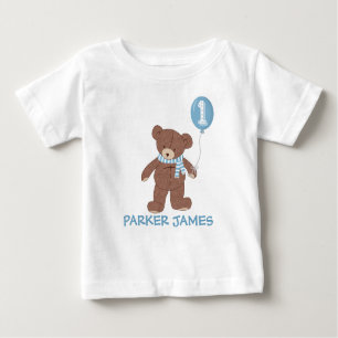 T-shirt Pour Bébé Hiver Teddy Bear Balloon 1er Birthday Shirt