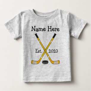 T-shirt Pour Bébé Hockey personnalisé Nom du bébé Naissance Année de