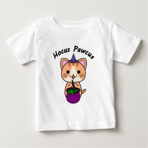 T-shirt Pour Bébé Hocus Pawcus - Chat Tigre Rouge - Écriture Noire