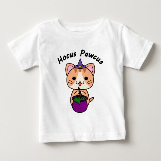 T-shirt Pour Bébé Hocus Pawcus - Ginger Tabby Chat - Écriture Noire (Devant)
