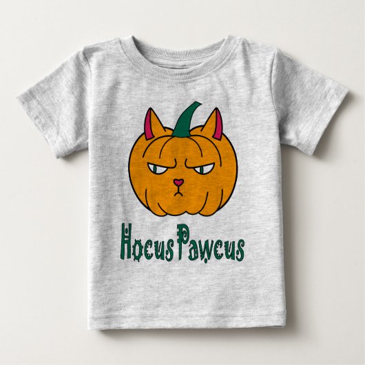 T-shirt Pour Bébé Hocus pawcus Halloween citrouille ginger cat magie (Devant)