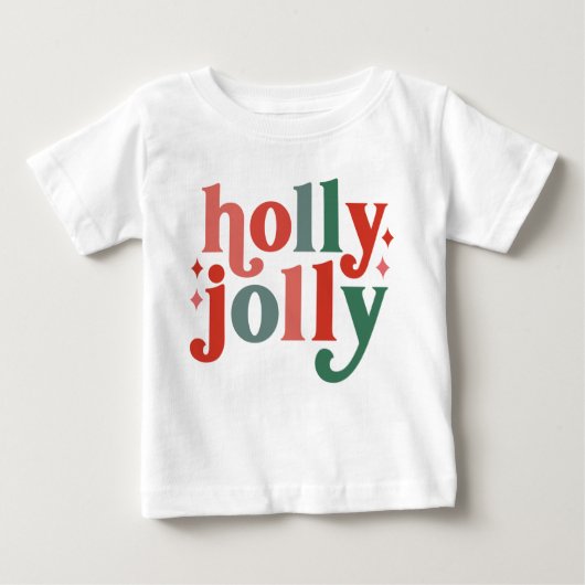 T-shirt Pour Bébé Holly Jolly - Typographie des Fêtes Rétro (Devant)