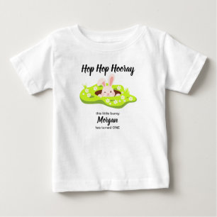 T-shirt Pour Bébé Hop Hop Hourra Certains Lapin Trou de Lapin 1er An