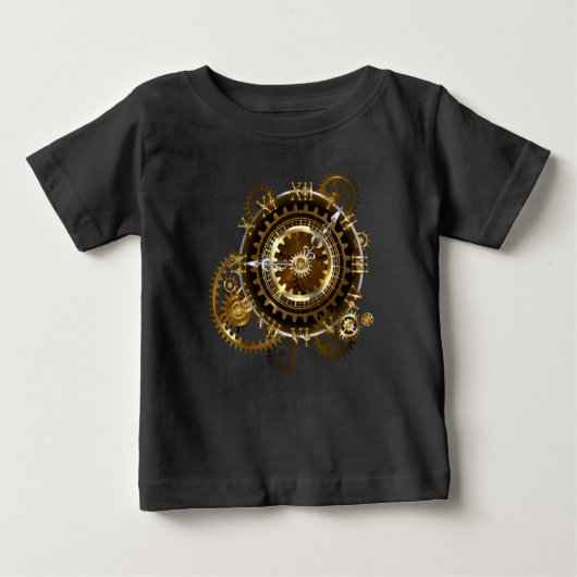 T-shirt Pour Bébé Horloge Steampunk avec des engrenages anciens (Devant)