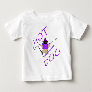 T-shirt Pour Bébé Hot Dog Funny Ski Carlin violet Veste et Skis