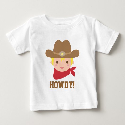 T-shirt Pour Bébé Howdy, mignon cowboy pour petits garçons (Devant)