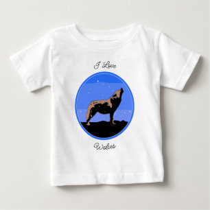T-shirt Pour Bébé Howling Wolf en hiver - Art faunique original