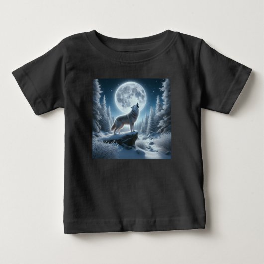 T-shirt Pour Bébé Howling Wolf In Winter (Devant)