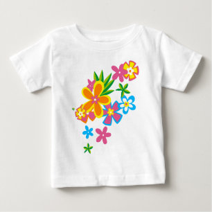 T-shirt Pour Bébé Hula Hawaiian Flowers Girls