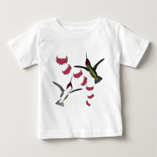T-shirt Pour Bébé Humming Birds Grunge Hearts with Wings (Devant)