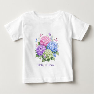 T-shirt Pour Bébé Hydrangeas Pastel et Baby Shower Papillon 
