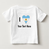 T-shirt Pour Bébé I (Argentine Flag Heart LOVE) Votre texte (Dos)
