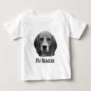 T-shirt Pour Bébé I beagles de coeur avec le portrait de beagle