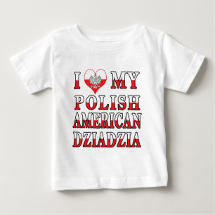 T-shirt Pour Bébé I coeur mon Américain polonais Dziadzia