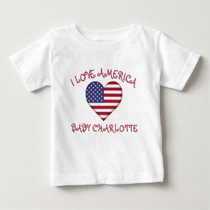 T-shirt Pour Bébé I Love America Coeur Drapeau Pour Bébé