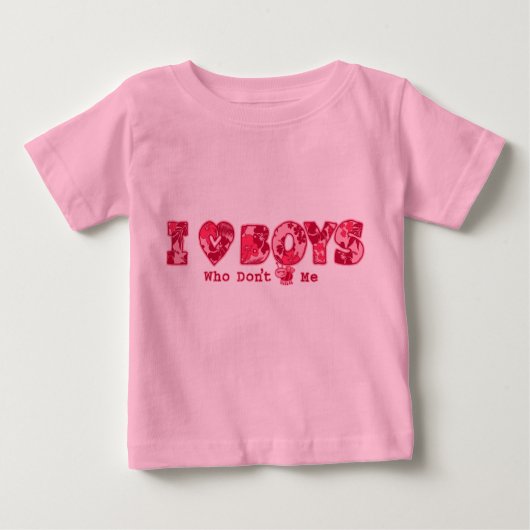 T-shirt Pour Bébé "I Love Boys" Bébé Tee en rose / rose (Devant)