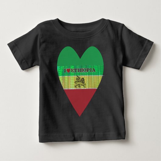T-shirt Pour Bébé I Love Heart Ethiopie : Drapeau Art Motif (Devant)