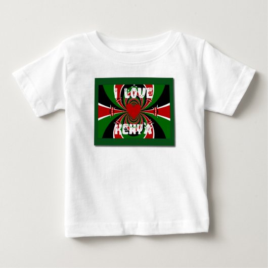 T-shirt Pour Bébé I Love Heart Kenya : Dynamic Flag Art (Devant)