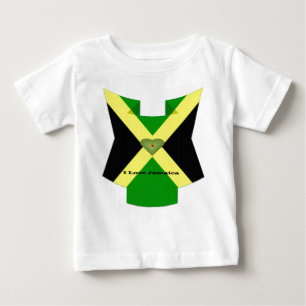 T-shirt Pour Bébé I Love Jamaica National Flag Colors Design Motif