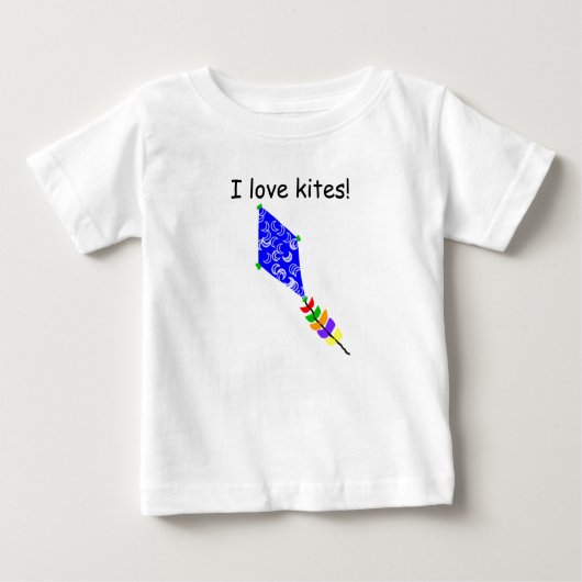 T-shirt Pour Bébé I Love Kites Bleu Kite Blanc Crescent Lunes (Devant)