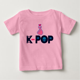 T-shirt Pour Bébé I Love KPop Coréen adorable doigt de coeur