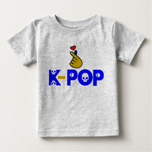 T-shirt Pour Bébé I Love KPop Coréen adorable doigt de coeur