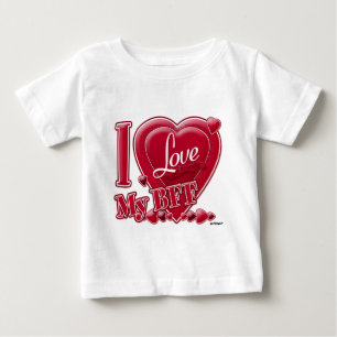 T-shirt Pour Bébé I Love My BFF rouge - coeur