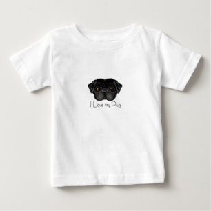 T-shirt Pour Bébé I Love My Black Carlin mignon Carlin noir et Citat