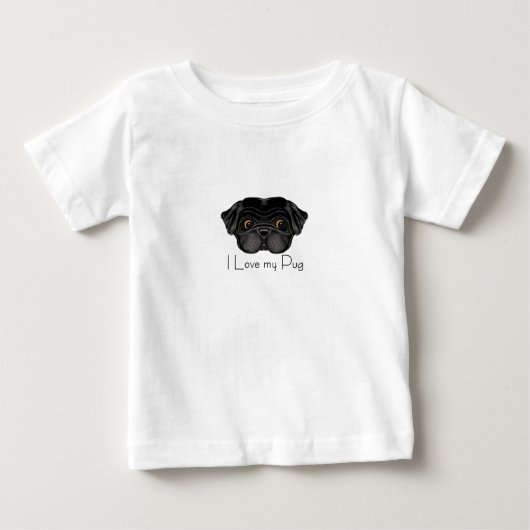 T-shirt Pour Bébé I Love My Black Carlin mignon Carlin noir et Citat (Devant)