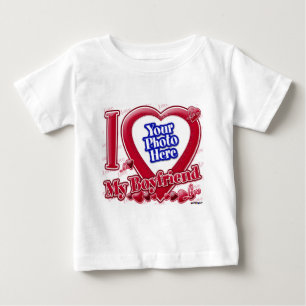 T-shirt Pour Bébé I Love My Boyfriend coeur rouge - photo