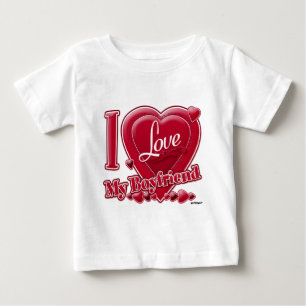 T-shirt Pour Bébé I Love My Boyfriend rouge - coeur
