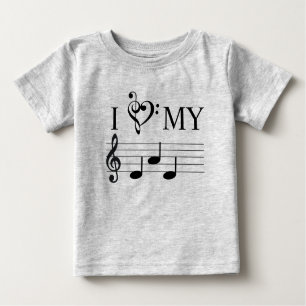T-shirt Pour Bébé I Love My Dad Music Notes Heart Treble Clef Funny