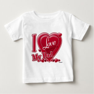 T-shirt Pour Bébé I Love My Dad rouge - coeur