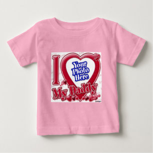 T-shirt Pour Bébé I Love My Daddy coeur rouge - photo
