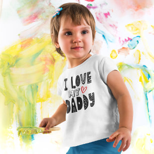 T-shirt Pour Bébé I Love My Daddy Heart Typographie Noire