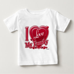 T-shirt Pour Bébé I Love My Family red - coeur