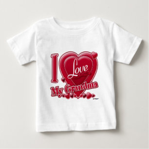 T-shirt Pour Bébé I Love My Grand-mère rouge - coeur
