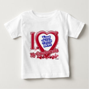T-shirt Pour Bébé I Love My Grand-parents coeur rouge - photo