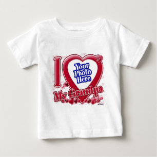 T-shirt Pour Bébé I Love My Grand-père coeur rouge - photo