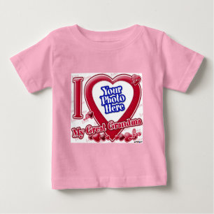 T-shirt Pour Bébé I Love My Great Grand-mère coeur rouge - photo