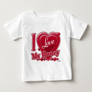 T-shirt Pour Bébé I Love My Honey rouge - coeur