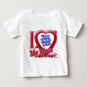 T-shirt Pour Bébé I Love My Mom coeur rouge - photo